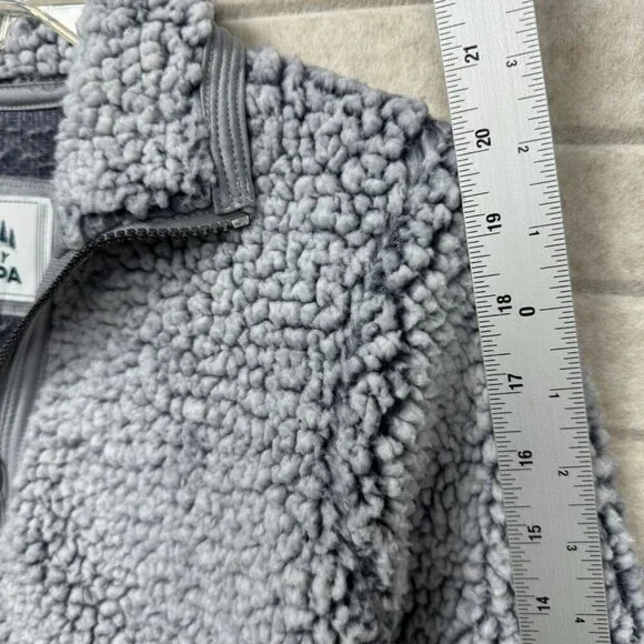 Cuddly Sherpa Girls 10/12 Fleece ¼ Zip Pullover Jacket Gray Cozy Warm Size 10/12 - Picture 7 of 9